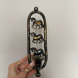 Vintage horse candlestick holder wall sconce western